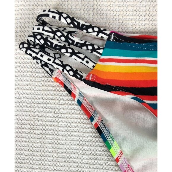 Xhilaration Womens Bikini Bottoms Size XS Multi Colored Striped Ruched Back - Picture 5 of 12